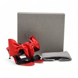 Alexander McQueen Pin Heel Satin Bow Mule